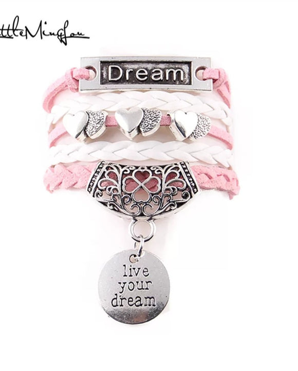 multilayer pink live your dream bracelet