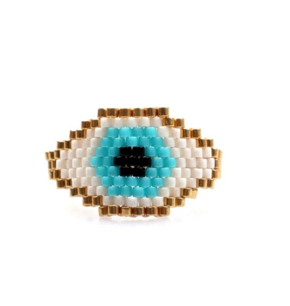 Miyuki Bead Handmade bobo Rings golden big eye