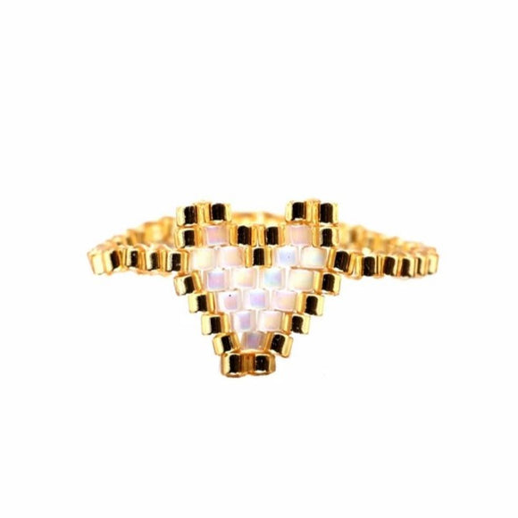 Miyuki Bead Handmade bobo Rings white heart