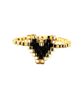 Miyuki Bead Handmade bobo Rings black heart