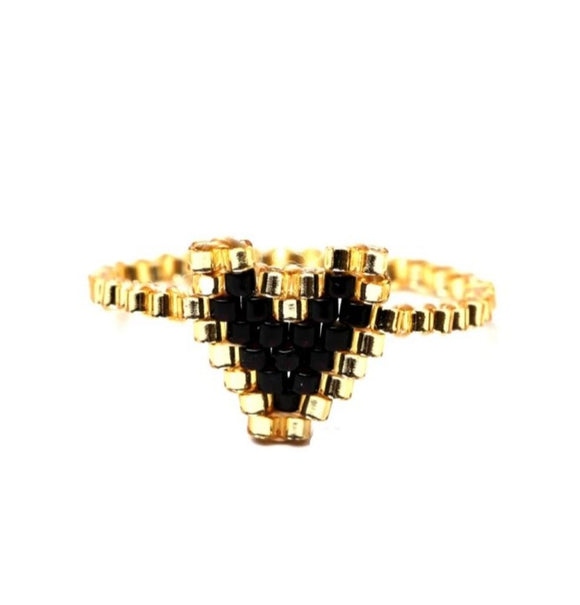 Miyuki Bead Handmade bobo Rings black heart