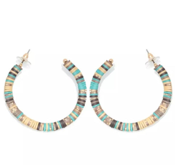 5mm Polymer Clay Heishi Beads rhodium plated Lovely Earings