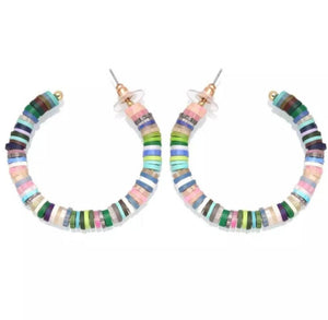 5mm Polymer Clay Heishi Beads Lovely blue zinc plated Earings