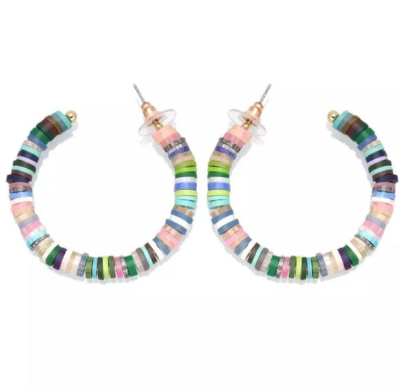 5mm Polymer Clay Heishi Beads Lovely blue zinc plated Earings