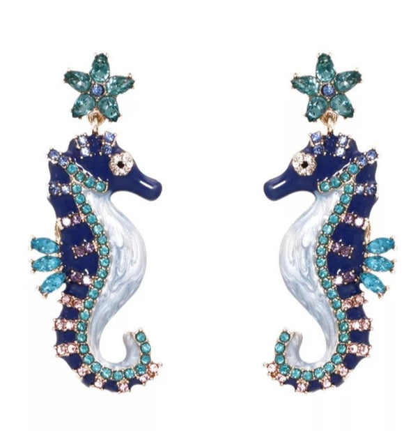 Rhinestone Earrings Statement  Jewelry Fashion Female seahorse Drop Earrings