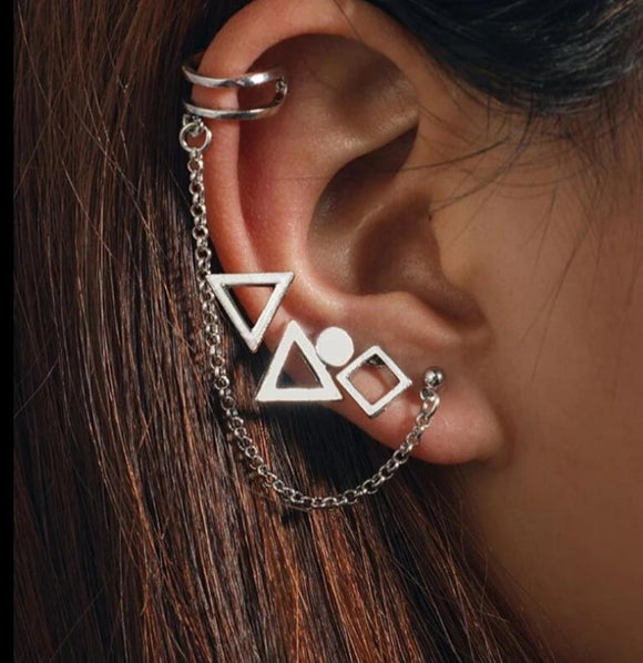 Vintage Silver Color Geometric Stud Earrings Set for