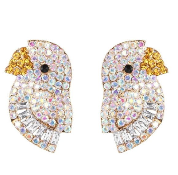 white bird Crystal rhinestone dangle Earrings