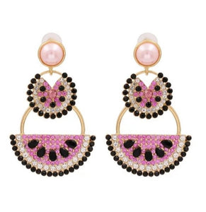 Crystal Rhinestone watermelon Long Dangle Earrings
