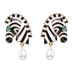zebra Drop Earrings Bohemia Crystal