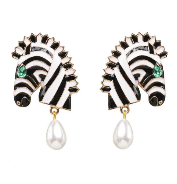 zebra Drop Earrings Bohemia Crystal