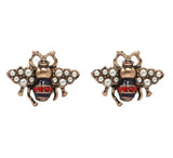 Bee Crystal Stud Earrings Brand Sweet Party Rhinestone