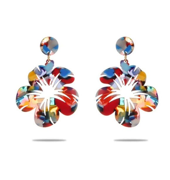 Acrylic tropical flower earrings