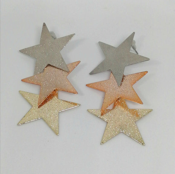 3 colors star drop earrings