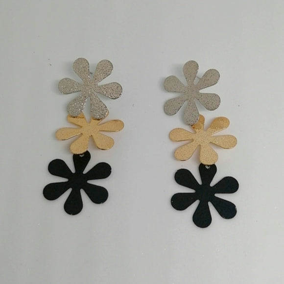 3 colors flower drop earrings