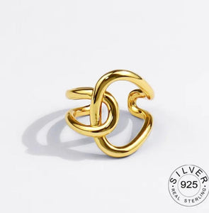 Real sterling silver gold color bump ring