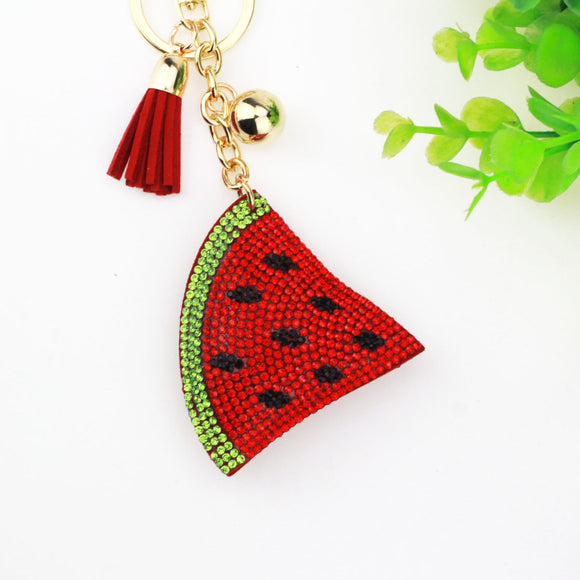 Watermelon Slice Crystal Keychain