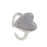 Big heart adjustable ring authentic silver